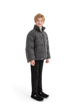 Black Puffer Jacket with High Collar