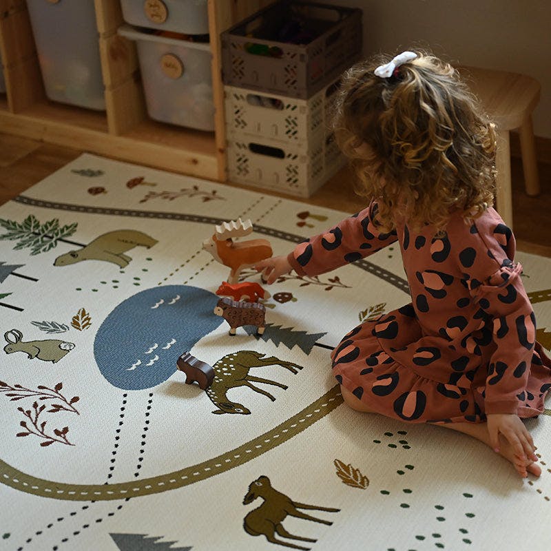 Flat Woven Graphic Print Rectangular Play Rug