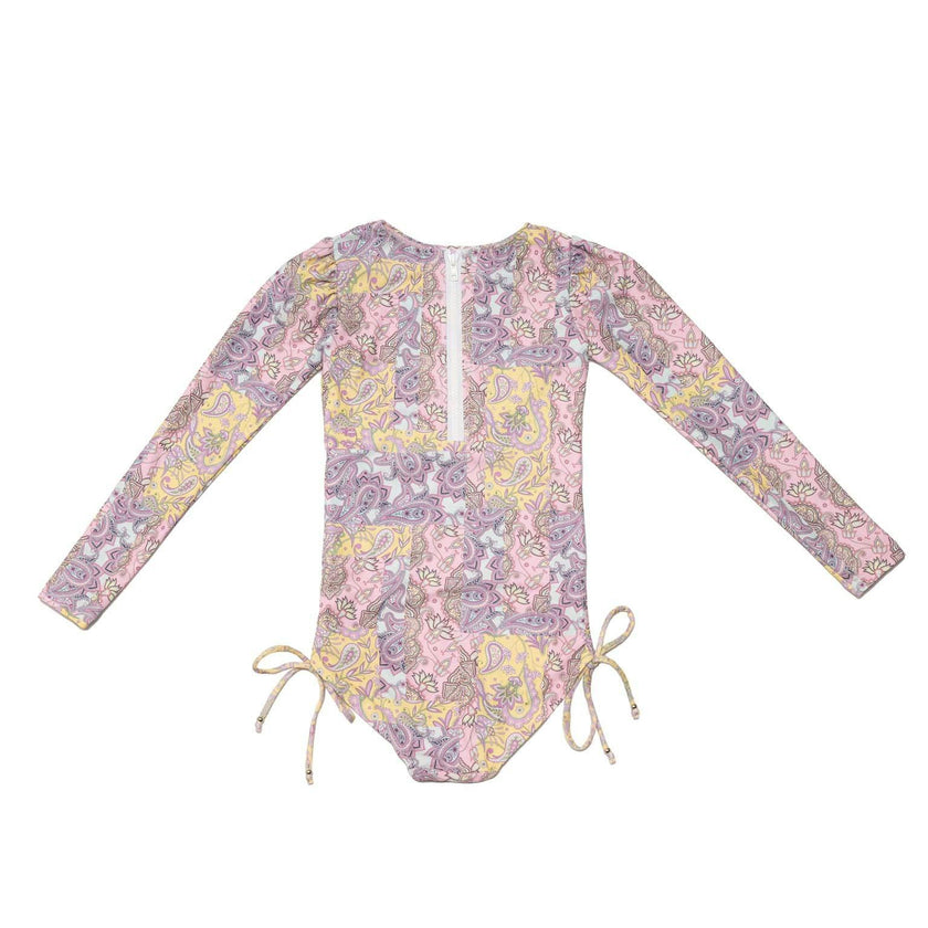 Long Sleeve One Piece Swimsuit with Side Ties