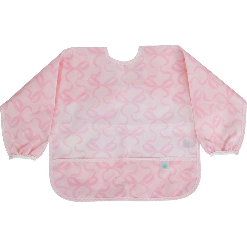 The Cover Everything Bib in Bows on Pink