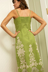 Carlie Green Ivory Lace Floral Midi Dress
