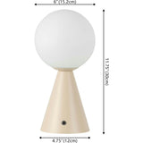 Macie 11.75" Modern Minimalist Globe Rechargeable/Cordless Dimmable Integrated LED Table Lamp with Touch Sensor Set 2