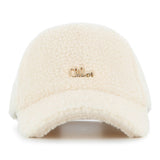 Cream Shearling Logo Cap