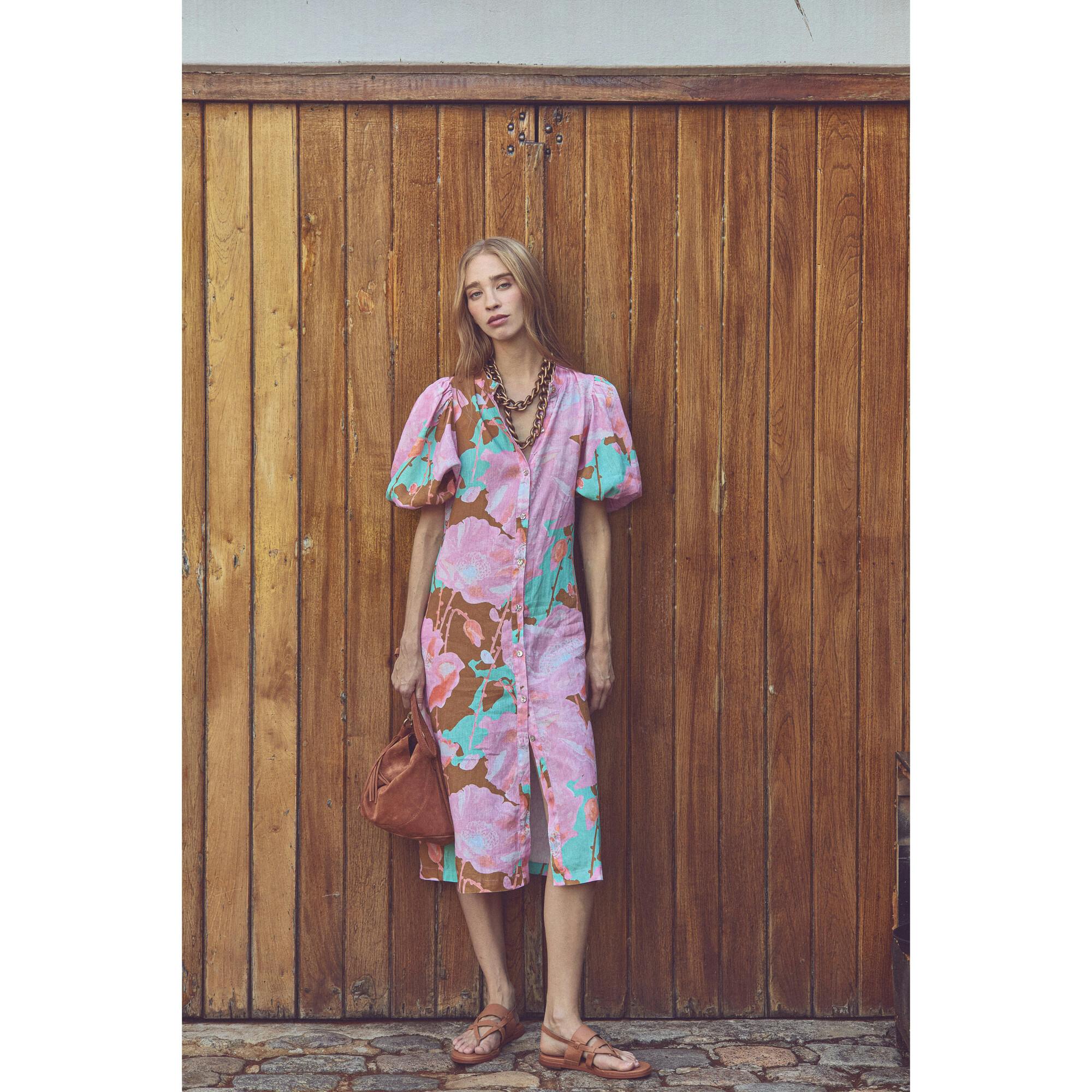 Bubble Linen Dress - Aquarela