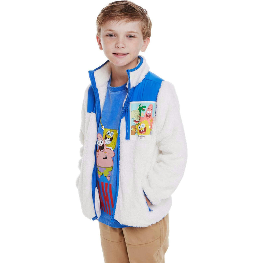 SpongeBob SquarePants™ x Andy & Evan® | Kids (2-7) Bikini Bottom Buddies Sherpa Jacket with Printed Patch Pocket