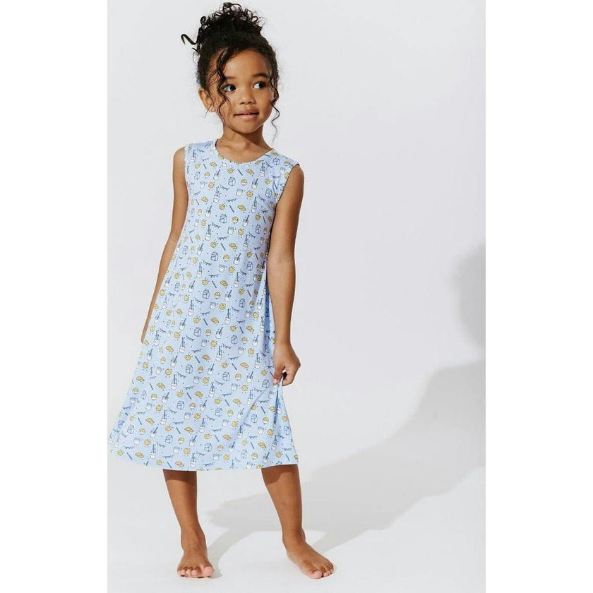 Milk & Cookies Blue Bamboo Girls' Sleeveless Dress