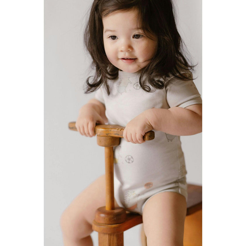 Short Sleeve Lap Shoulder Snap Onesie, Blue