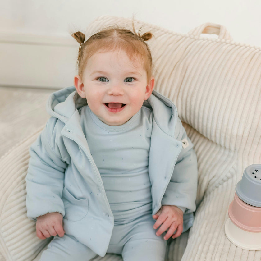 Sprinkle Print Puffy Jacket Blue Mist