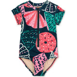 Rash Guard One-Piece Swimsuit, Red