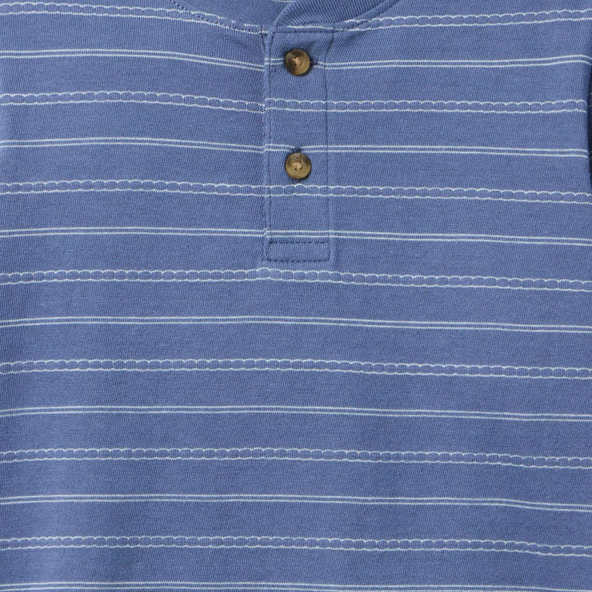 Striped Textured Henley Tee