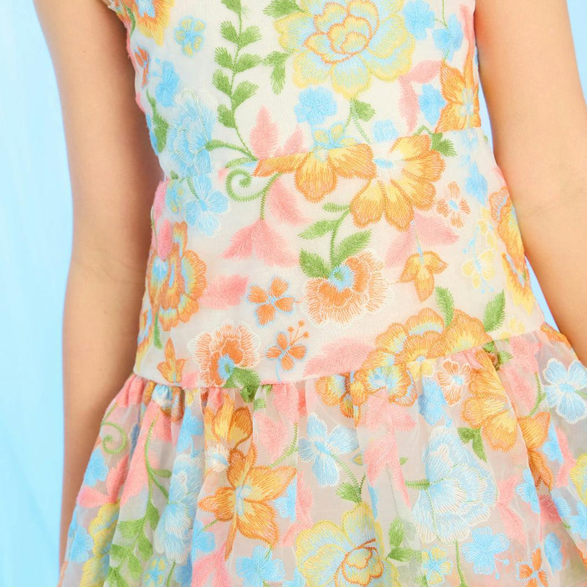 Bianca Embroidered Frill Maxi Dress