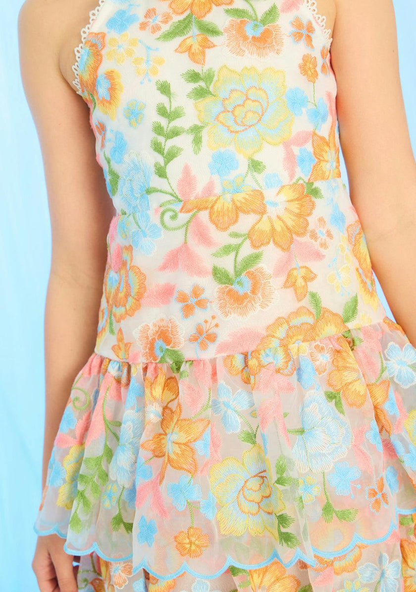 Bianca Embroidered Frill Maxi Dress