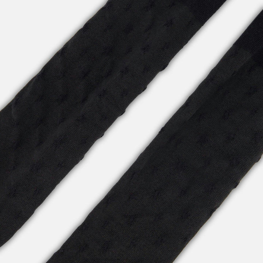 Knit Tights Black With Tone-On-Tone Star Pattern