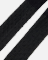 Knit Tights Black With Tone-On-Tone Star Pattern