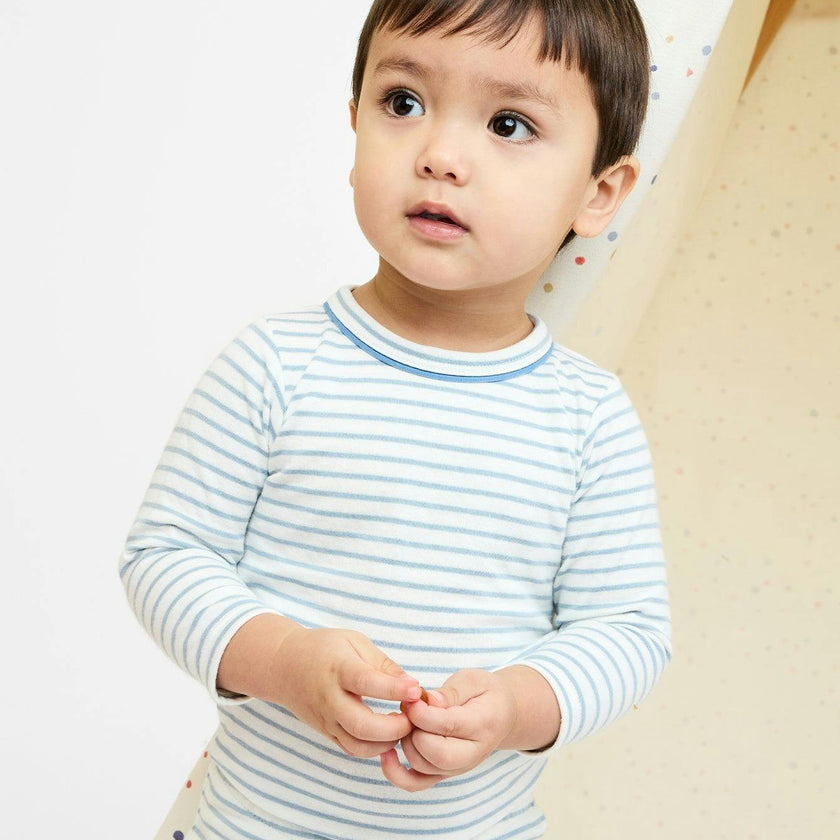 Edward One-piece, Dusty Blue Mini Stripe