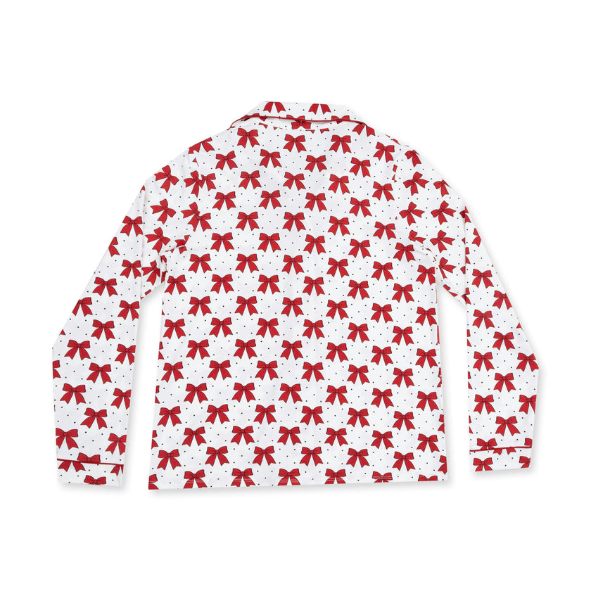 Festive Bows - Adult Long Sleeve Coat Style with Pants