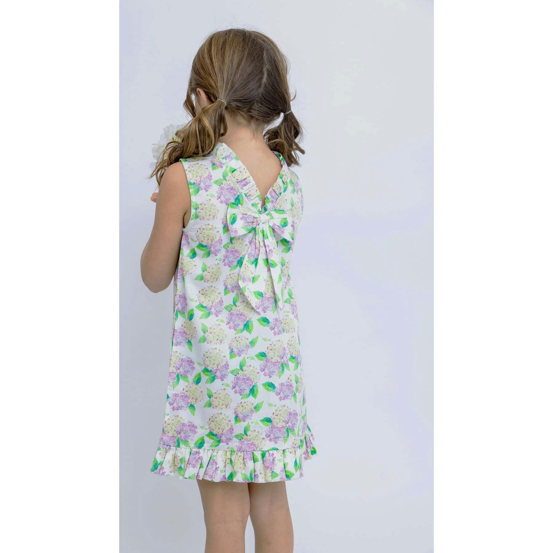 Hydrangeas Shift Dress with Back Bow