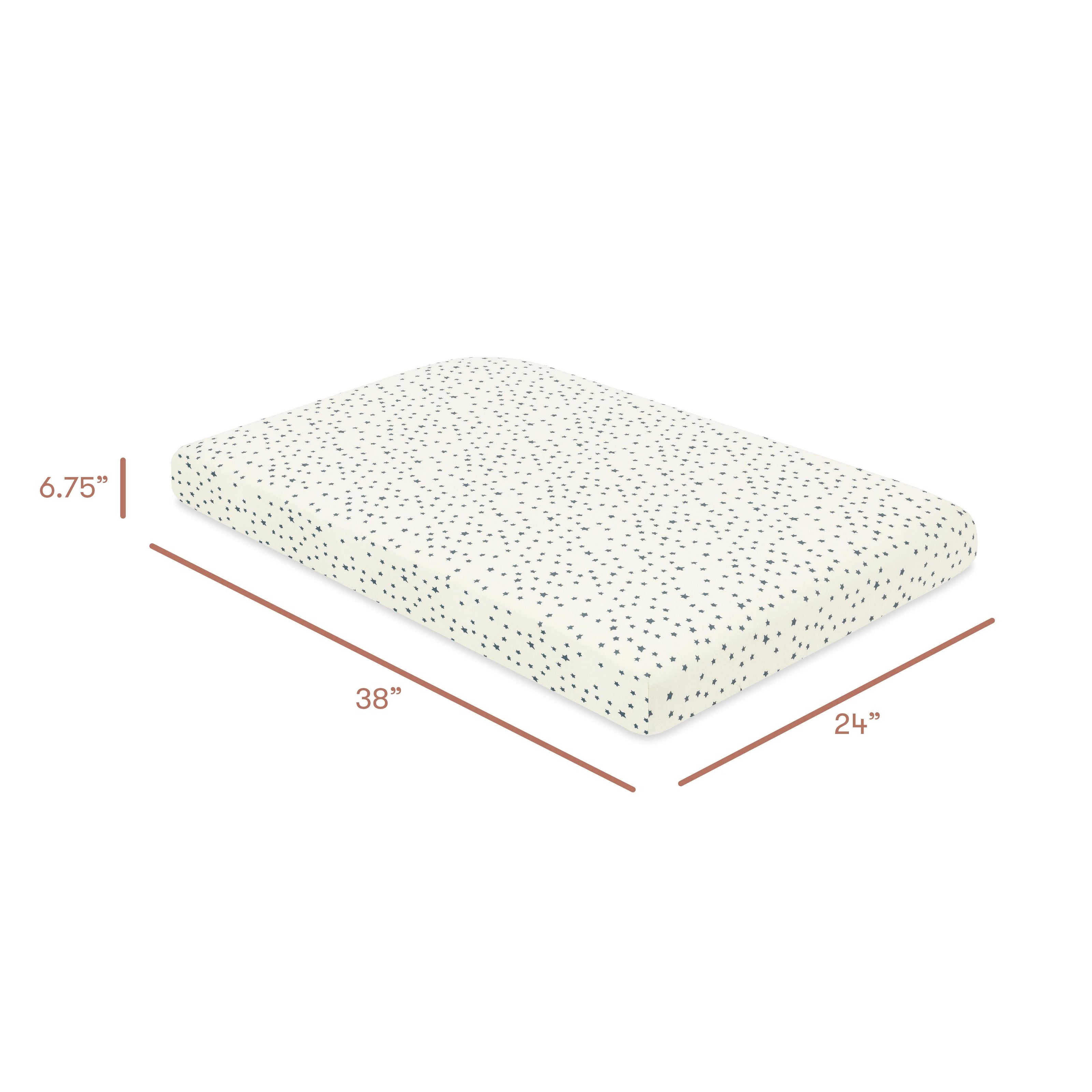 Mini Crib Sheet in GOTS Certified Organic Brushed Cotton in Ivory with Navy Stars