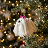 Maltese Dog Hand Knit Christmas Ornament