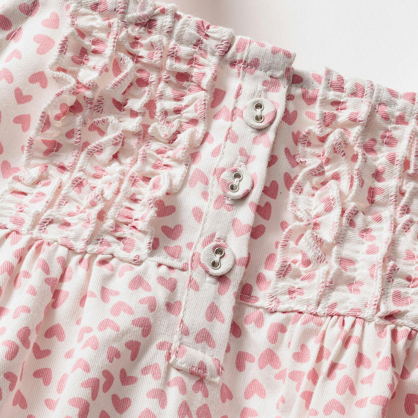 Girl's Twill Charlotte Short Set in Sweethearts
