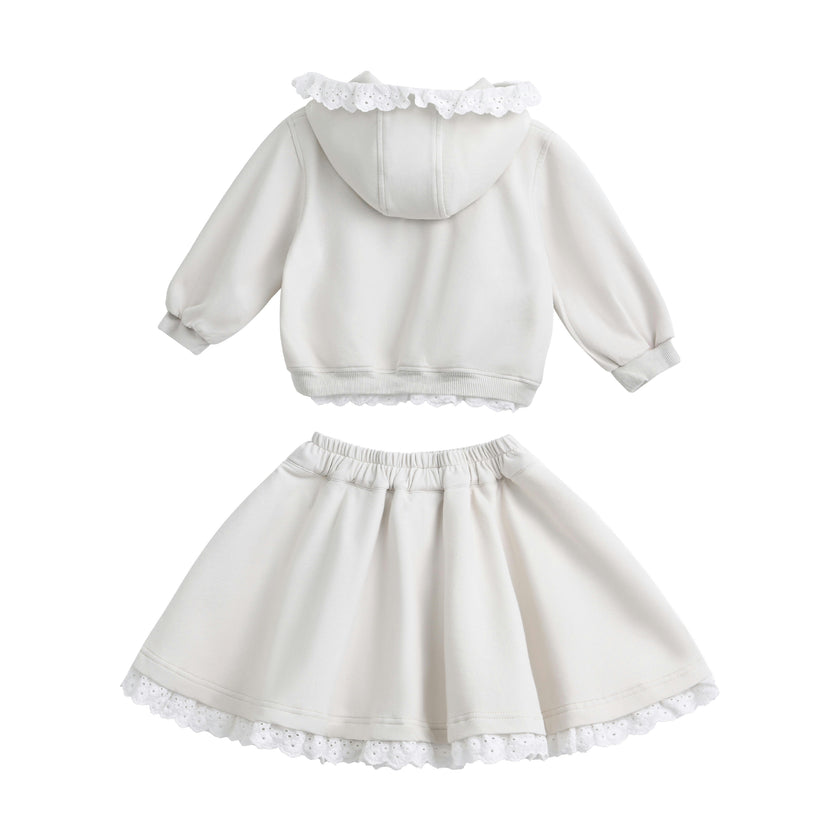Cream Ruffle Skirt Set