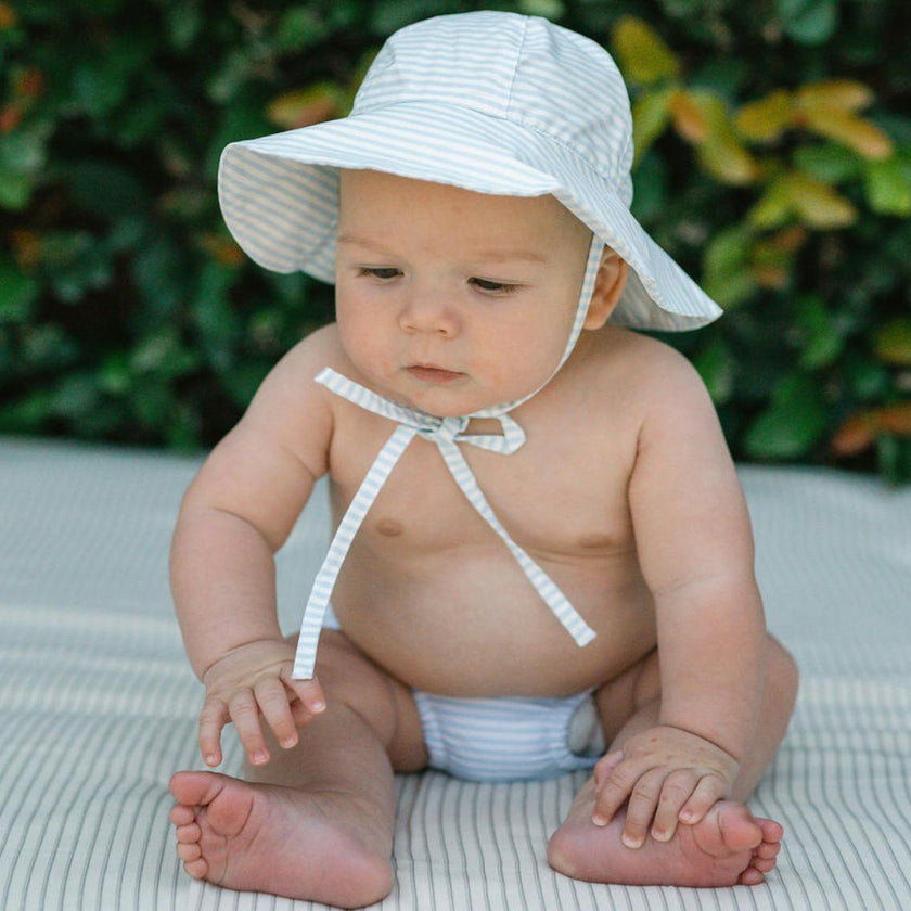 Powder Blue Stripe Sun Hat