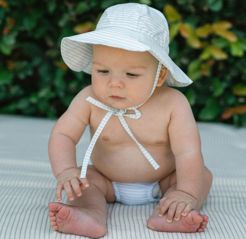 Powder Blue Stripe Sun Hat