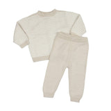 Baby Knit Sweater and Pant Set Oatmeal Stripe