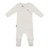 Boys Quilted Waffle Round Neck Long Sleeve Cross Buttoned Footie