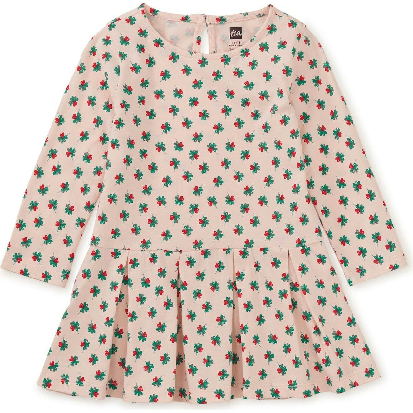 Long Sleeve Pleated Skater Dress, Pink