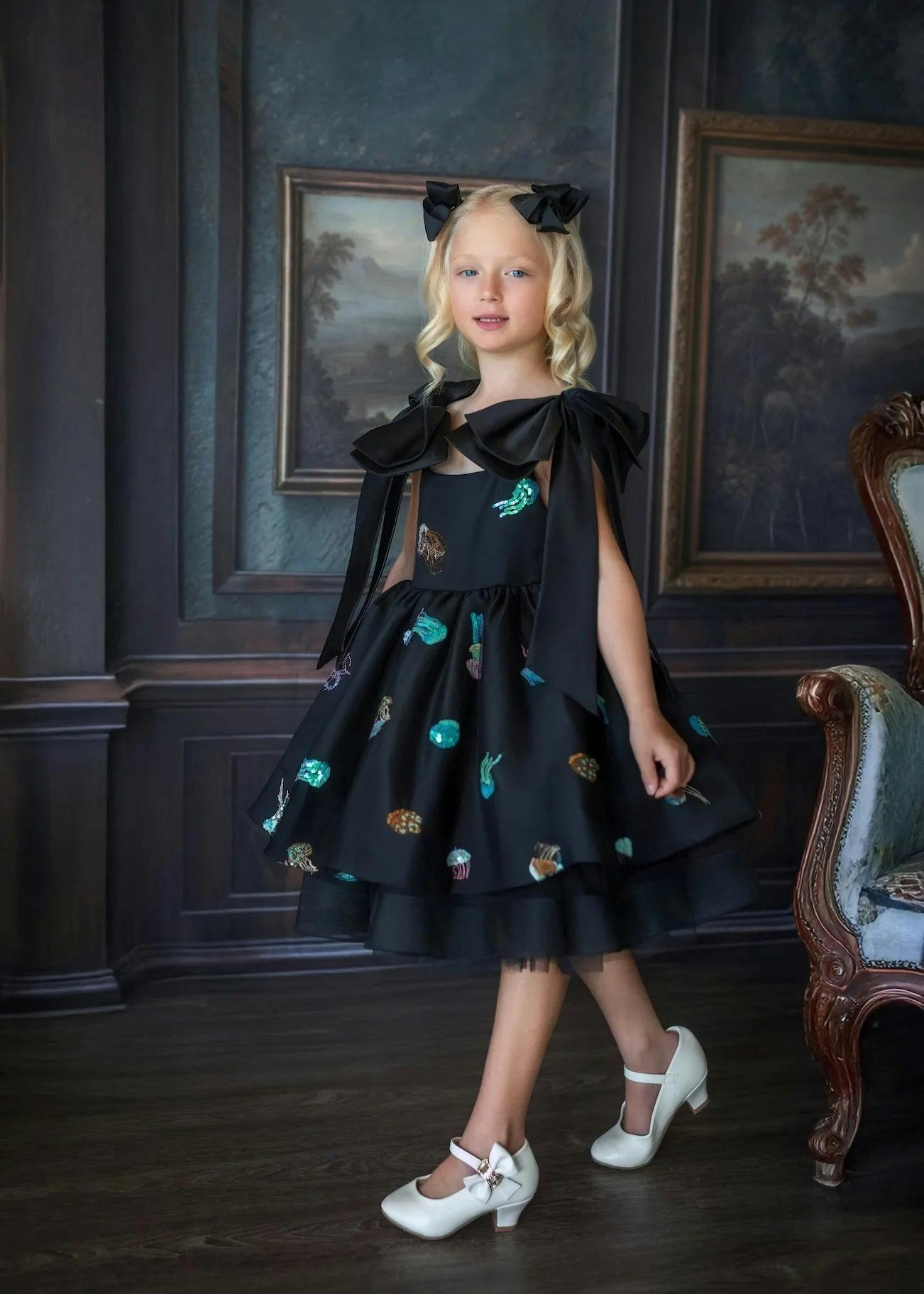 Ocean Magic Black Tulle Dress for Girls