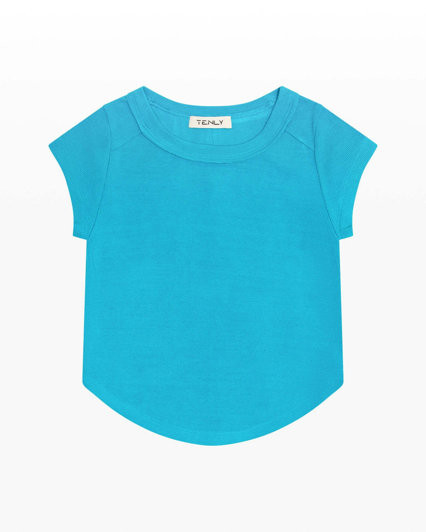 Rayon Rib Exposed Cap Sleeve Tee