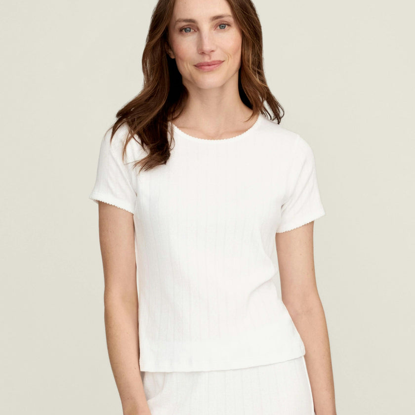 Women's Pointelle T-Shirt in White