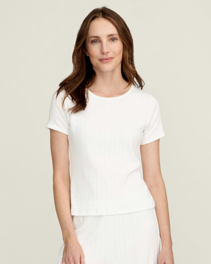 Women's Pointelle T-Shirt in White