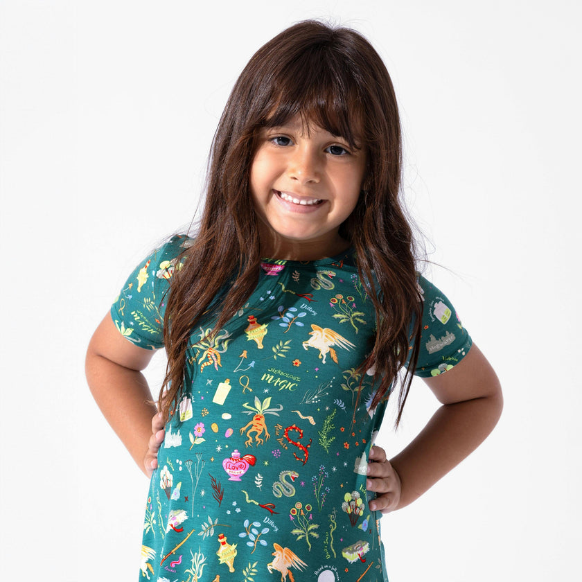 Mandrakes Potions & Herbs Bamboo Girls' Short Sleeve Dress