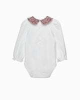 Baby Short-Sleeved Chive Pie Crust Collar Bodysuit