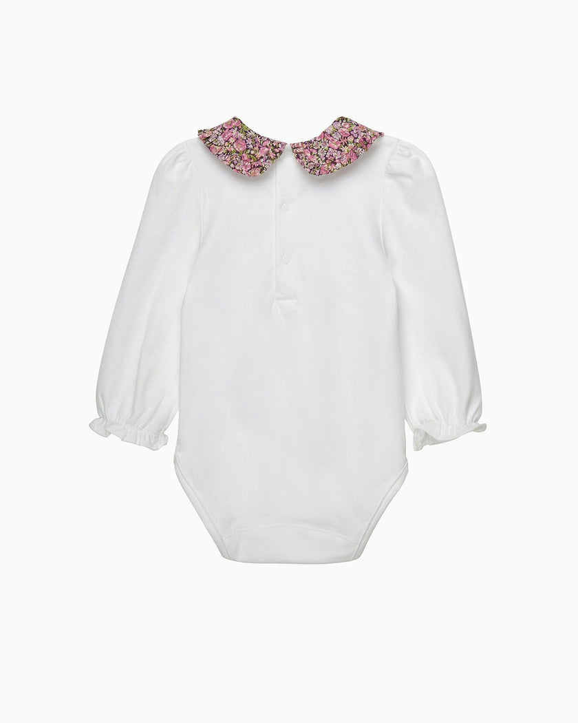 Baby Short-Sleeved Chive Pie Crust Collar Bodysuit