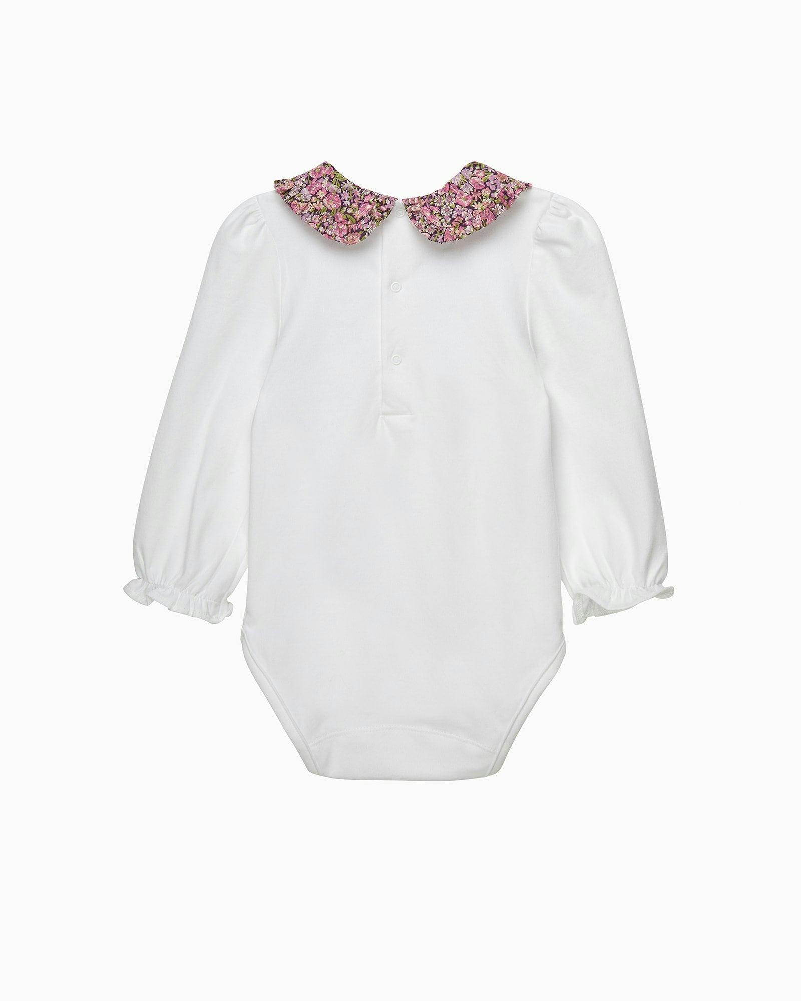 Baby Short-Sleeved Chive Pie Crust Collar Bodysuit