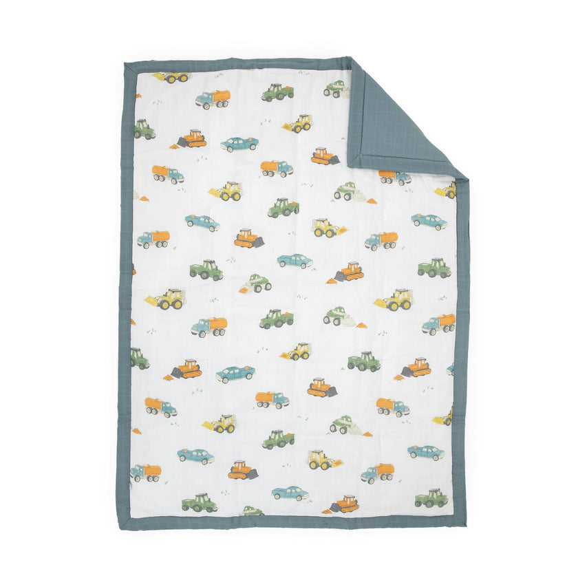 Cotton Muslin Toddler Comforter - Work Trucks