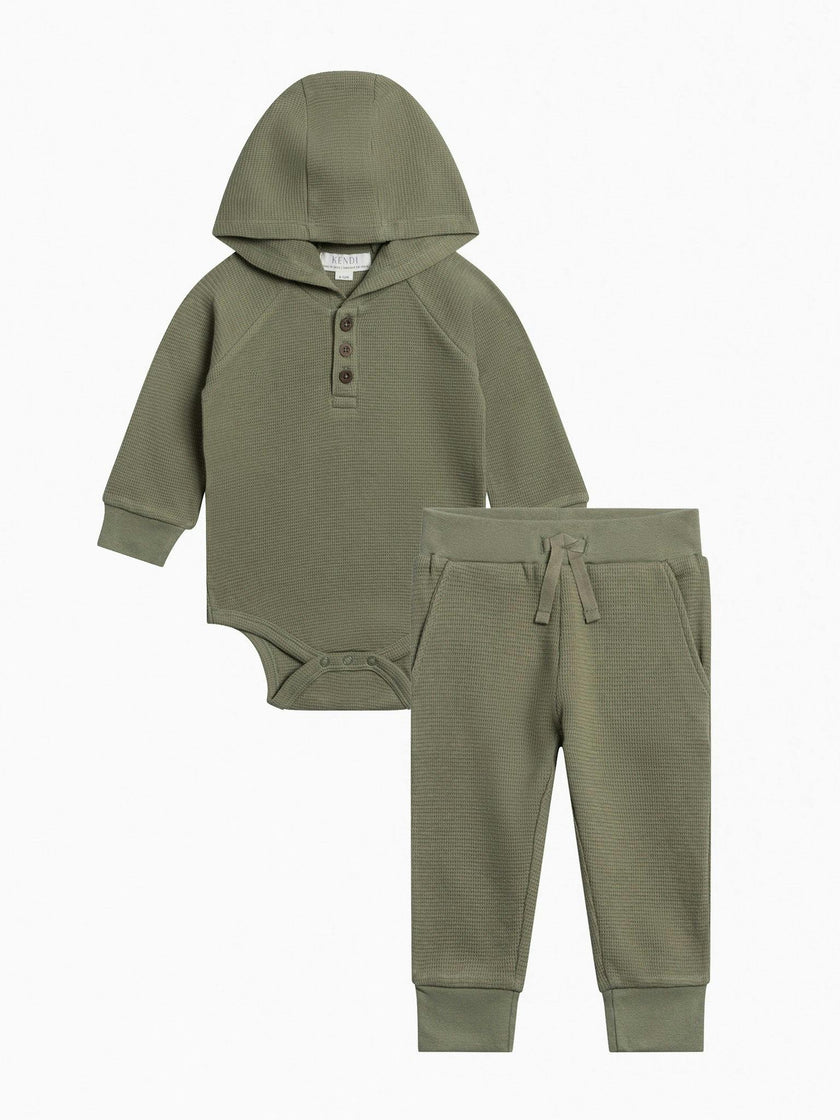 Organic Boy Waffle Bodysuit Set
