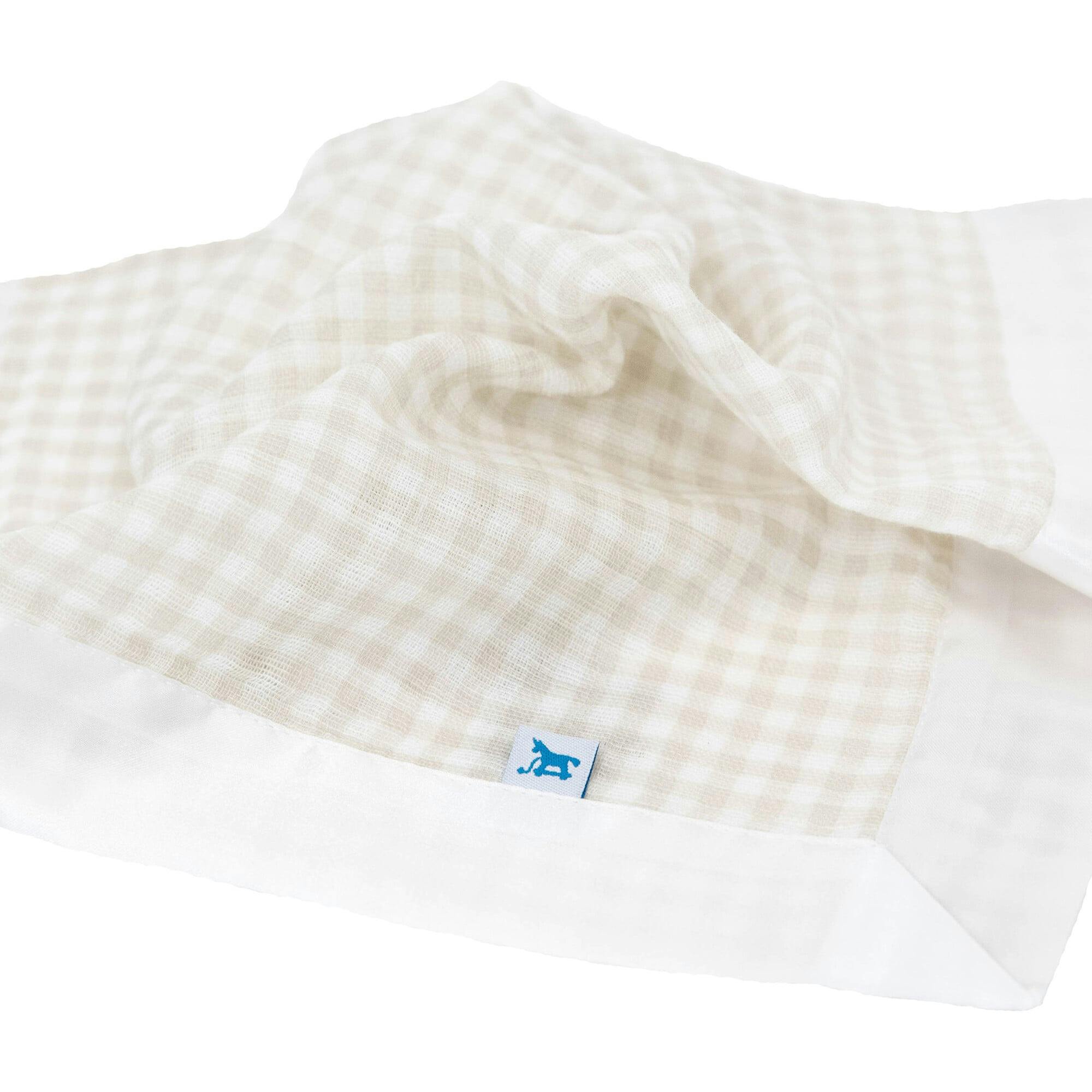 Cotton Muslin Security Blanket 3 Pack - Tan Gingham