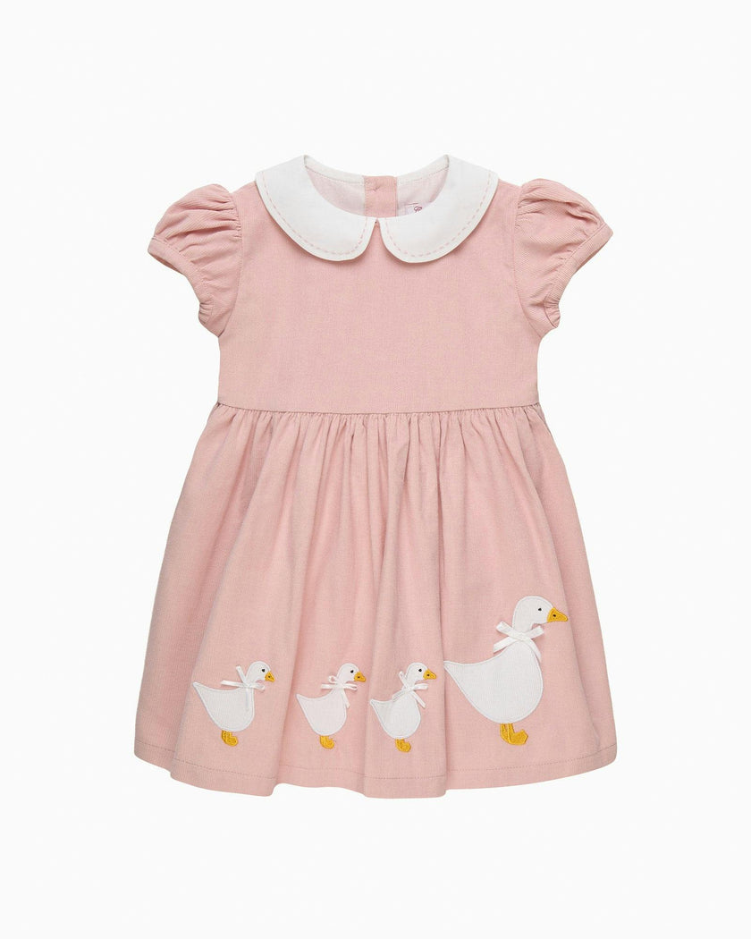 Baby Cord Duck Dress in Dusty Pink