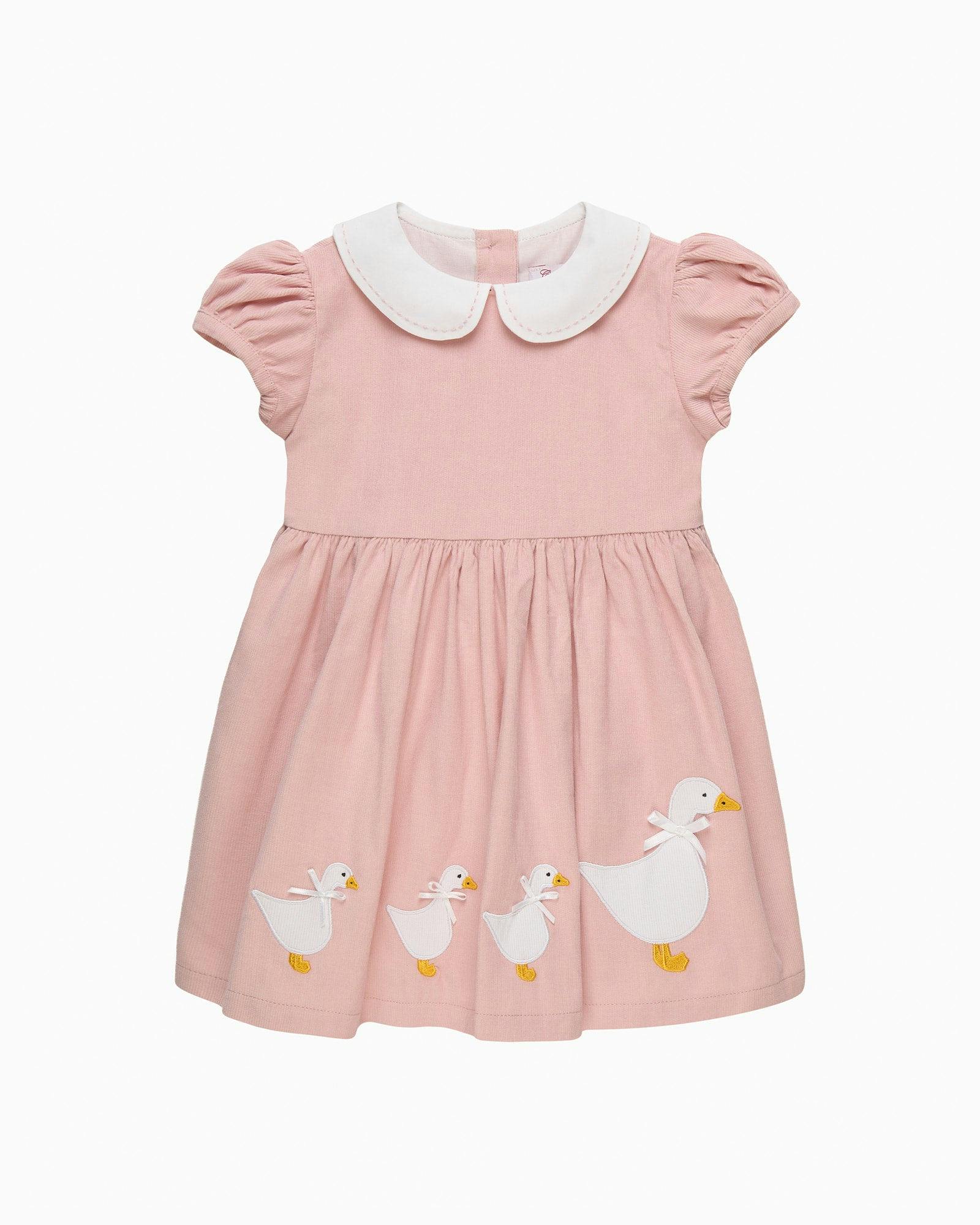 Baby Cord Duck Dress in Dusty Pink