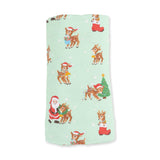 Vintage Reindeer & Santa Uni - Swaddle Blanket