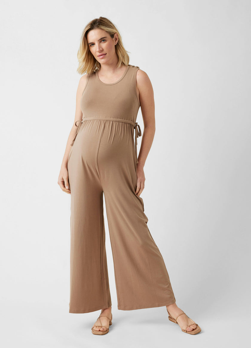 Wide Leg Knit Maternity and Nursing Jumpsuit