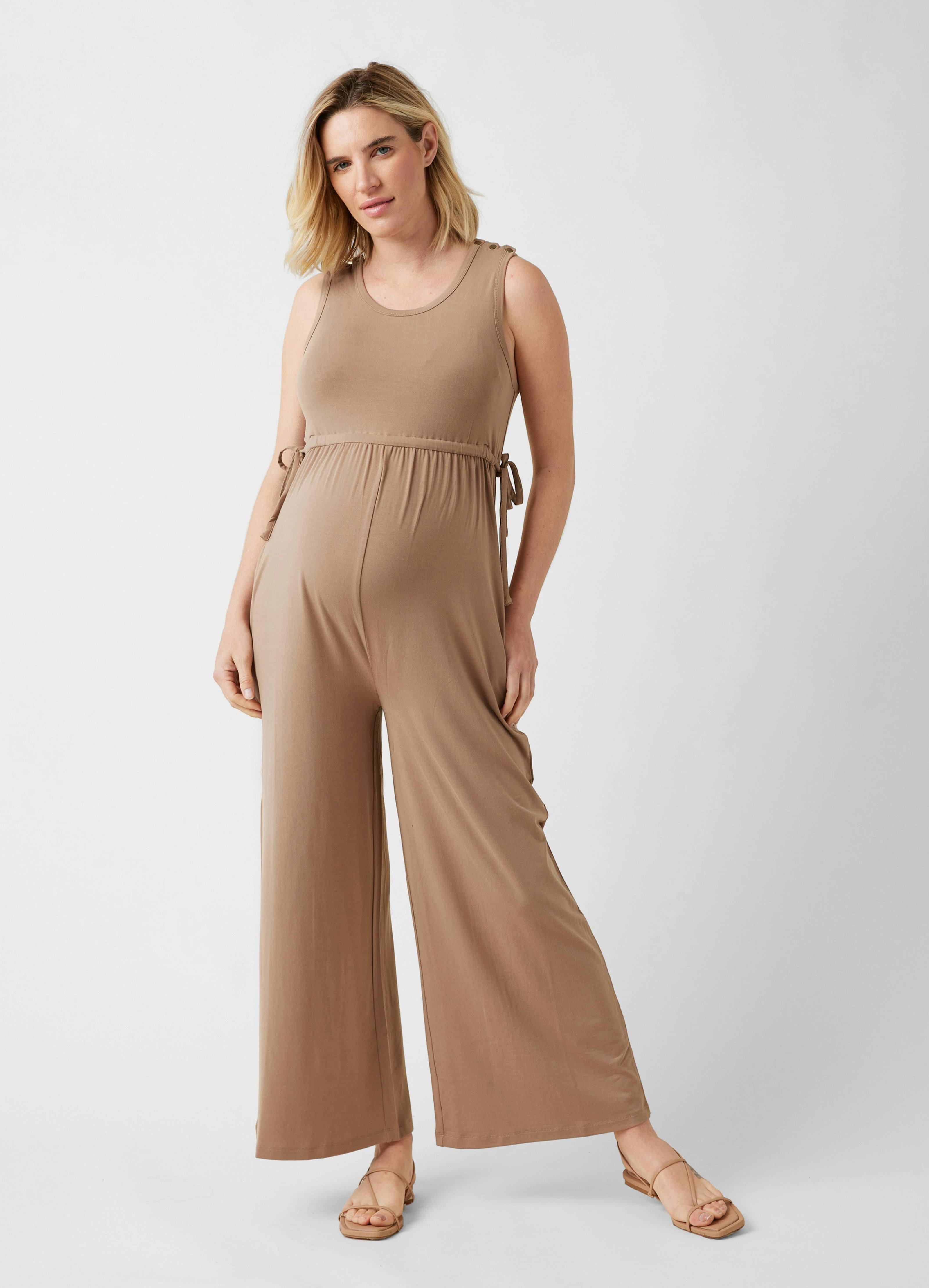 Wide Leg Knit Maternity and Nursing Jumpsuit
