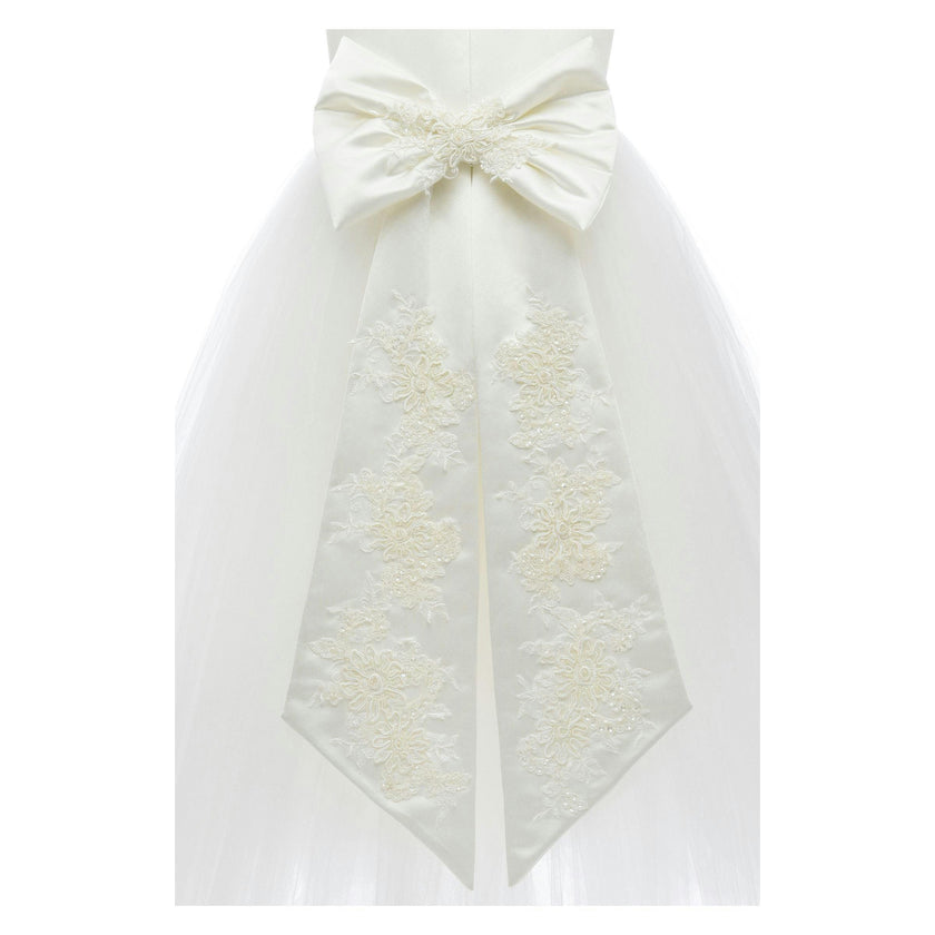 White Hermione Embroidered Cape Dress