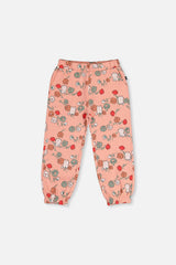 French Terry Sweatpants Pink Cat Print