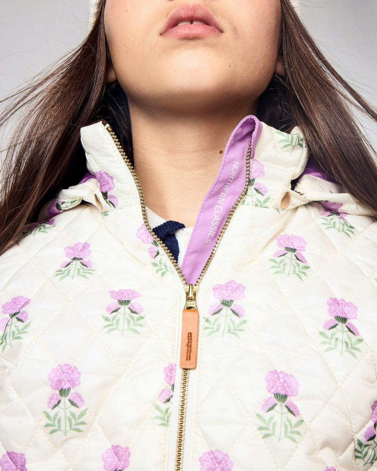 Kids Puffer Jacket in Winter White Marigold