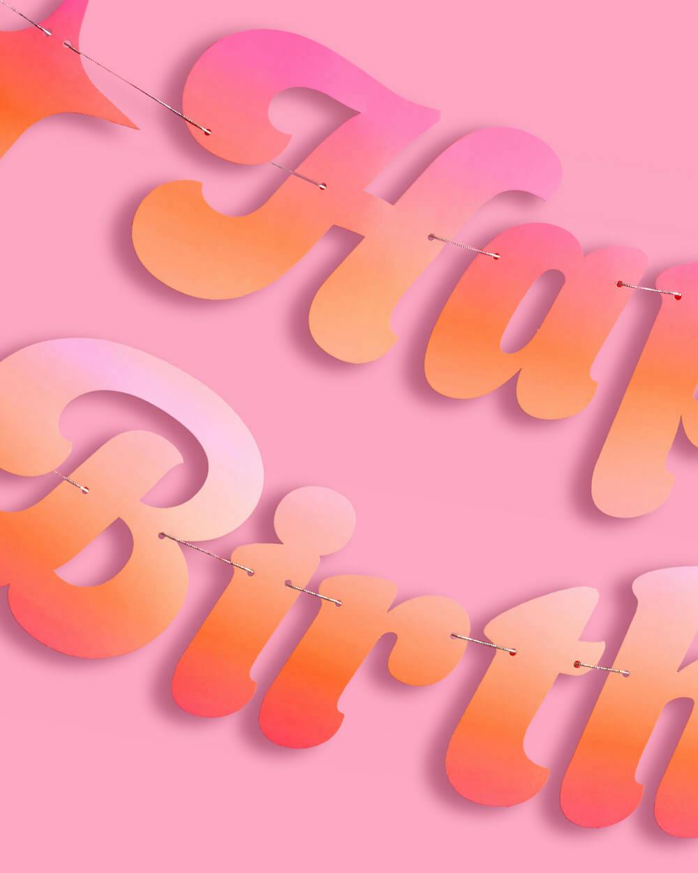 Happy Birthday Sunset Banner - pink + orange banner